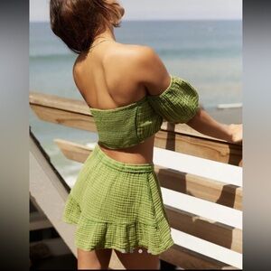Anthropologie Skort Set Green Summer Nwt Anthro 2 Piece Set Gauze Green XXS